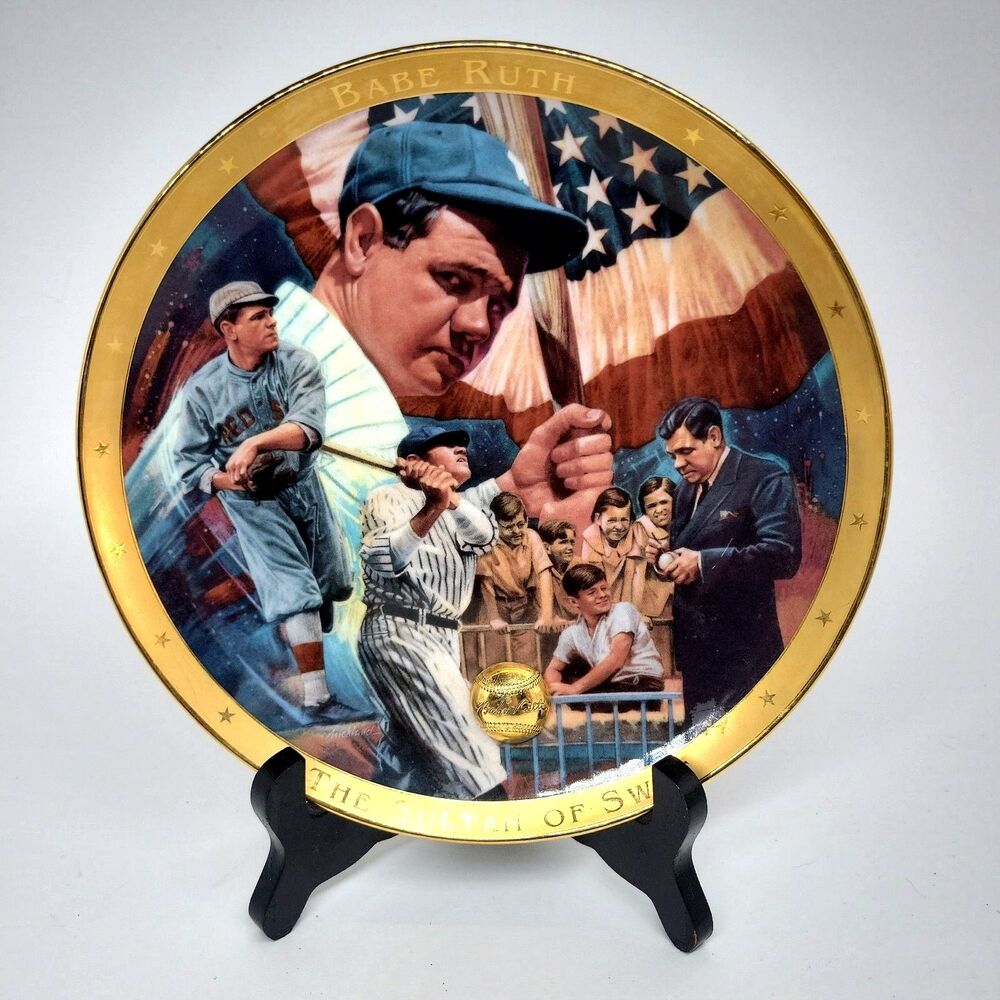 Royal Doulton 1995 Limited Edition Babe Ruth 8" Franklin Mint Plate EC